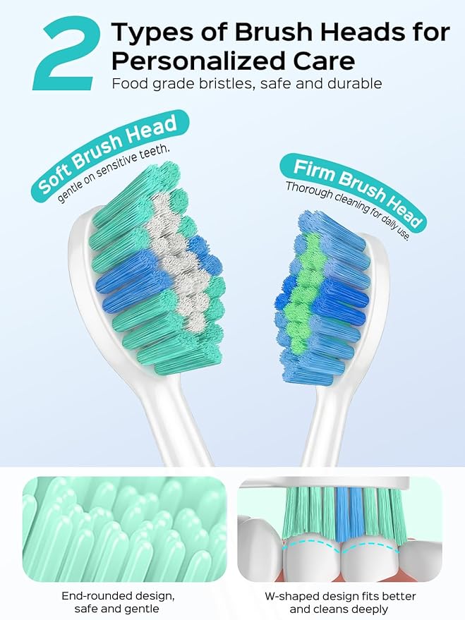 COSLUS C40 Sonic Electric Toothbrush for Adults: 47000 VPM for Deep Cleaning & Whitening with Travel Case - 5 Modes for Sensitive Teeth & Braces, Wireless Charging, 6 Brush Heads, Pink & Green (2PCS)