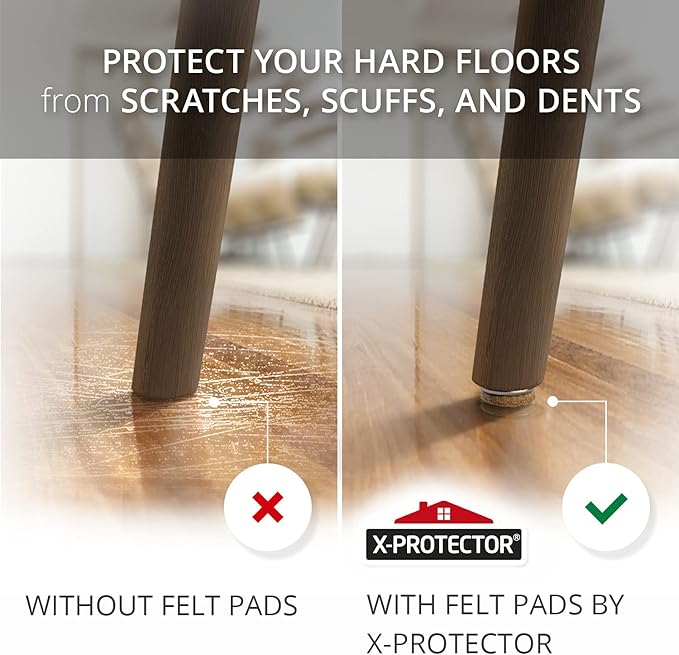 Screw-On Felt Furniture Pads X-Protector 24 PCS – 0.95” Chair Leg Floor Protectors for Hardwood Floors – Premium Chair Glides – Beige Floor Protectors for Chairs – The Best Furniture Sliders!