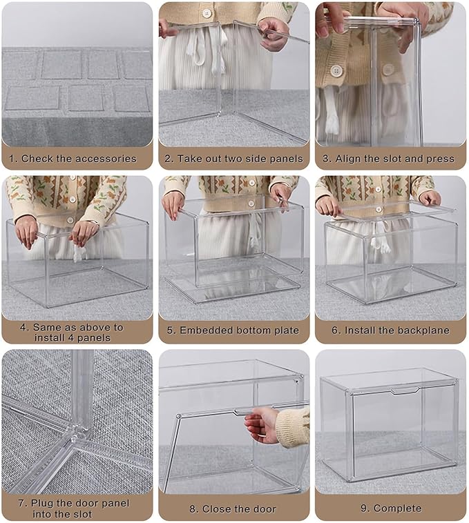 Large Clear Stackable Plastic Storage Bins with Door, Dustproof Figures Collectibles Display Case, Football & Motorcycle Helmet Showcase, Basketball, Memorabilia Organizer Box (XL, Count, 1)