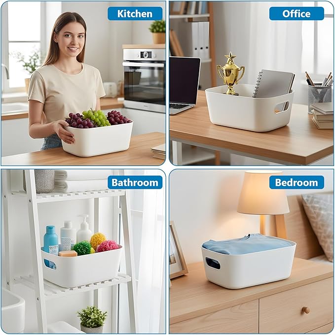 10Pcs Plastic Storage Bins, Small Pantry Baskets for Organizing, Organizer Basket Bins for Shelves, Cupboard box and Bathroom Organizer for Home, Cupboard, Kitchen, Bathroom, Office