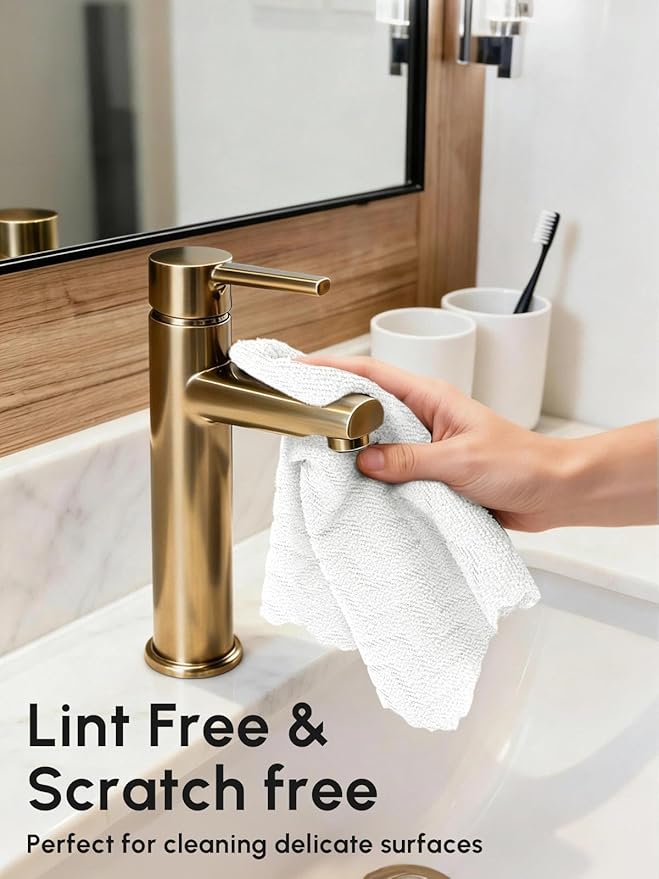 Microfiber Cleaning Cloths Roll, 75 Pack Tear Away Microfiber Towels Roll, 12" x 12" Lint Free Rags, Reusable Cleaning Cloths, Washable, Scratch Free,Ultra Absorbent Dish Rags(White Ripple)