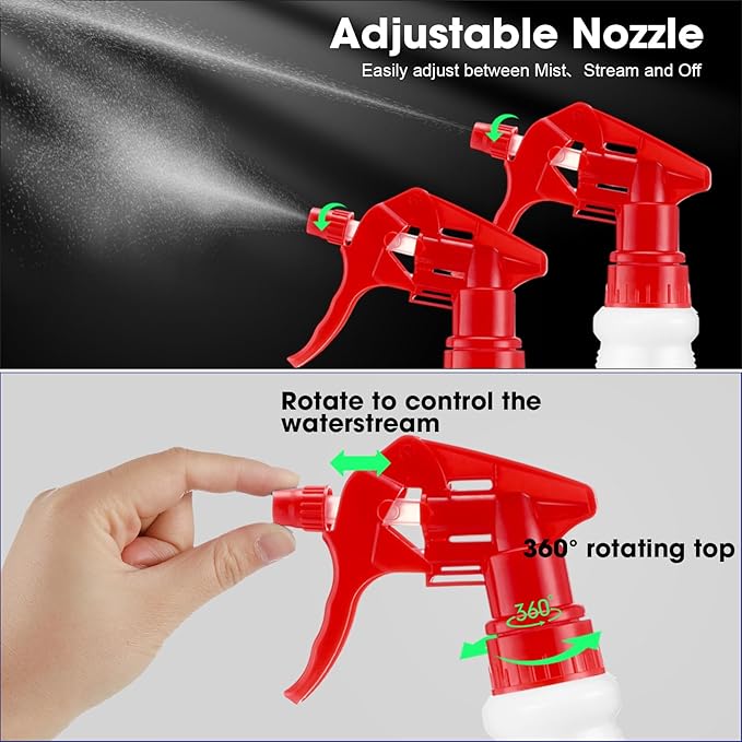 Eccliy 12 Pcs 16 Oz Plastic Spray Bottle, Adjustable Empty Reusable Sprayer for Cleaning, Planting, Water, Bathroom and Kitchen, BBQ, Commercial and Residential(Pure Red,Original)