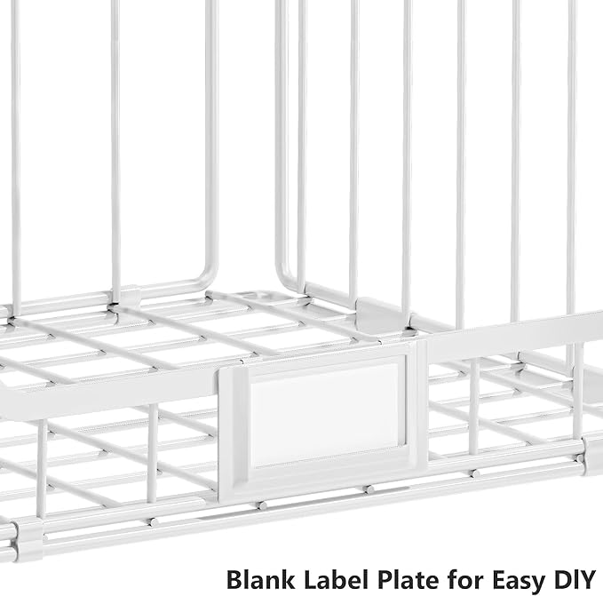3-Tier Stackable Closet Organizers and Storage, Clothes Shelf Organizer, Foldable Wire Basket Bins, Sweater Storage for Closet and Pantry,11.8" D x 15.7" W, White