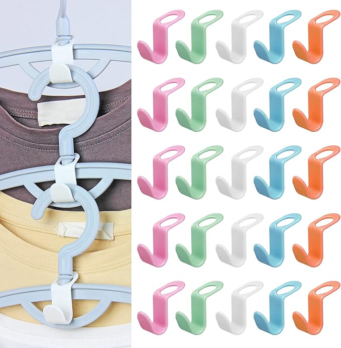 SLMT Clothes Hanger Connector Hooks 200PCS Space Saving Hanger Extender Hooks Closet Organizer for Plastic Hangers