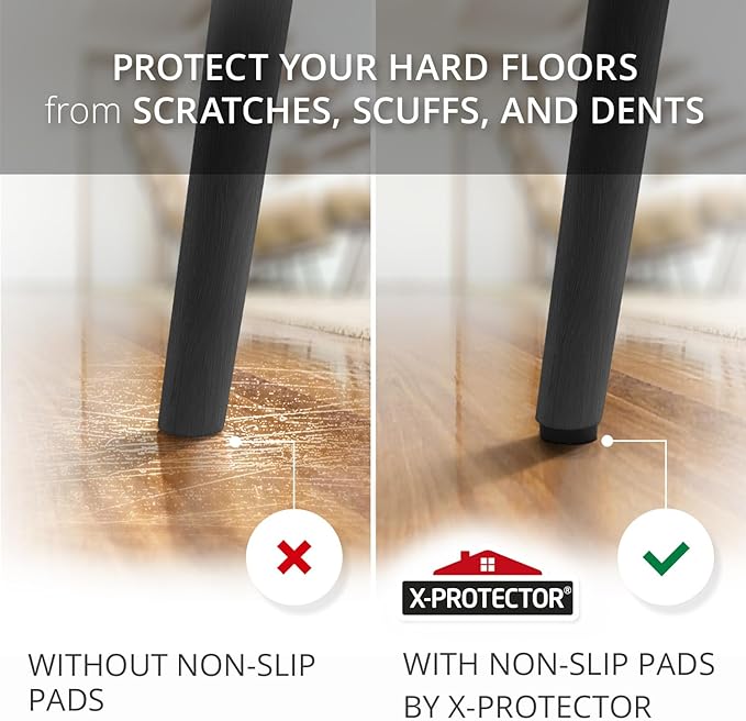 X-Protector Screw On Rubber Feet - 32 PCS 0.95" - Premium Non Slip Furniture Pads - Anti Skid Pads for Furniture Feet - Chair Leg Protectors - Furniture Grippers for All Surfaces - Protect Any Floors!
