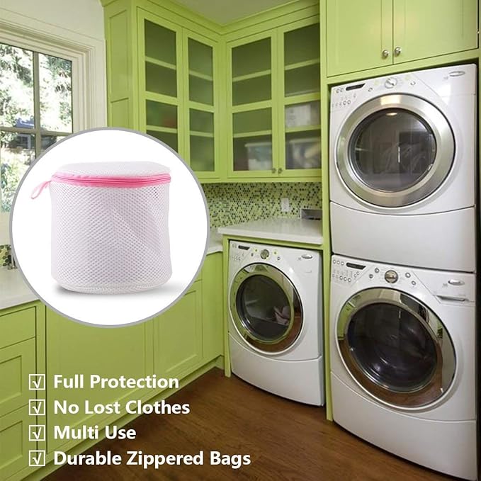Ainiv Mesh Laundry Bags, 3PCS Bra Laundry Bags with Zips, Bra Wash Bags Mesh Wash Bags, Reuse Washing Machine Bag for Delicates, Blouse, Hosiery, Underwear, Lingerie, Baby Clothes