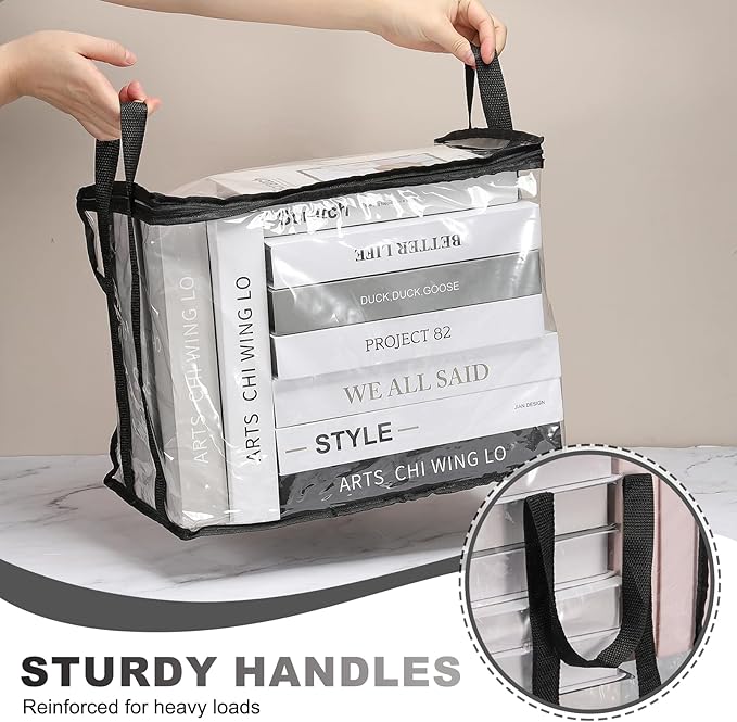 PATIKIL 12.6x9.5x9.8in Clear Storage Bags, Plastic Storage Bags Clear Small Zippered Organizers Foldable Closet Bed Sheet Organizer Cube with Zipper Handles for Book Clothes Yarn,M, Blue