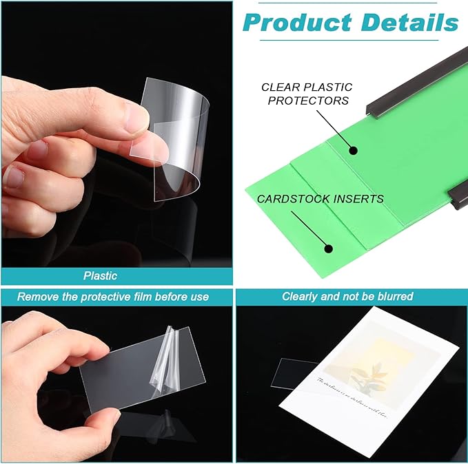 500 Pcs Clear Plastic Tags for Protecting Shelf Label, Price Tag Sign and Ticket Paper Label Holders Library Shelf Dividers Markers for Classroom Office