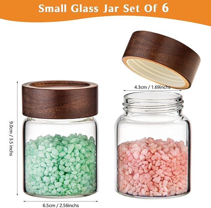 Patoper Glass Spice jars Glass Jars with Screw Lid 5 oz, Food Storage Canister for Pantry Sugar Tea Coffee Bean Seasoning Nuts Cookies (6 * 150ml(5oz))