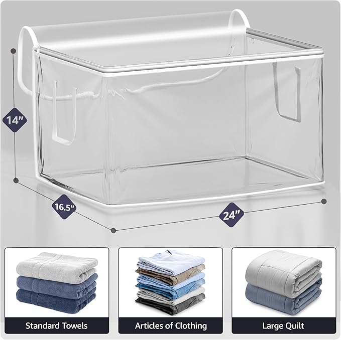 Sorbus clear Storage Bag - 90L Foldable Large Plastic Bags with Zipper & Carry Handles, Great for Clothes, Blankets, Closets, Bedrooms, and more (2 Pack)
