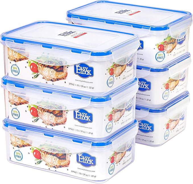 KIGI 6 PACK 38.9Oz Reusable Meal Prep Containers with Lids, Airtight Food Storage Containers Set, Leak-proof To Go boxes for Food, Microwave & Freezer & Dishwasher Safe
