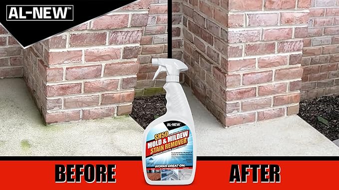 AL-NEW SH50 Mold and Mildew Stain Remover | Scrub Free Formula | Works Great on Decks, Vinyl Siding & Gutters, Tub and Tile (30oz Bottle)