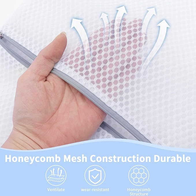 Laundry Bags Mesh Wash Bags with Strong Zipper, Upgraded Honeycomb and Fine Mesh Design Delicate Laundry Bag for College,Dorm,Storage(12X16IN, 24PCS)