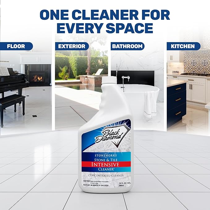 Black Diamond Stoneworks Stone & Tile Intensive Cleaner – Professional Deep Cleaner for Marble, Limestone, Travertine, Granite, Slate, Ceramic & Porcelain Tile – Acid-Free Concentrate (1-Qt.)