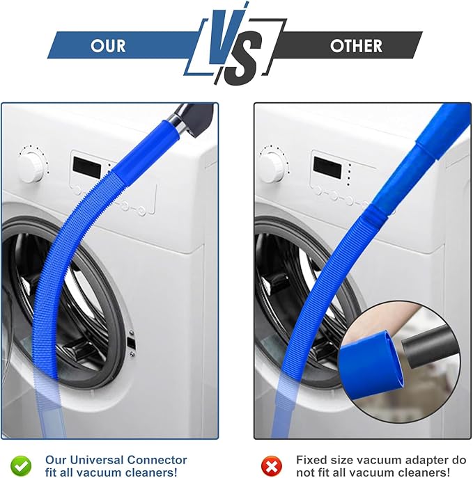 2 Pieces Dryer Vent Cleaner Kit Compatible with Most Vacuum Cleaner, Dryer Lint Brush and Vacuum Hose Attachment, Quickly Lint Remover, Deep Blue