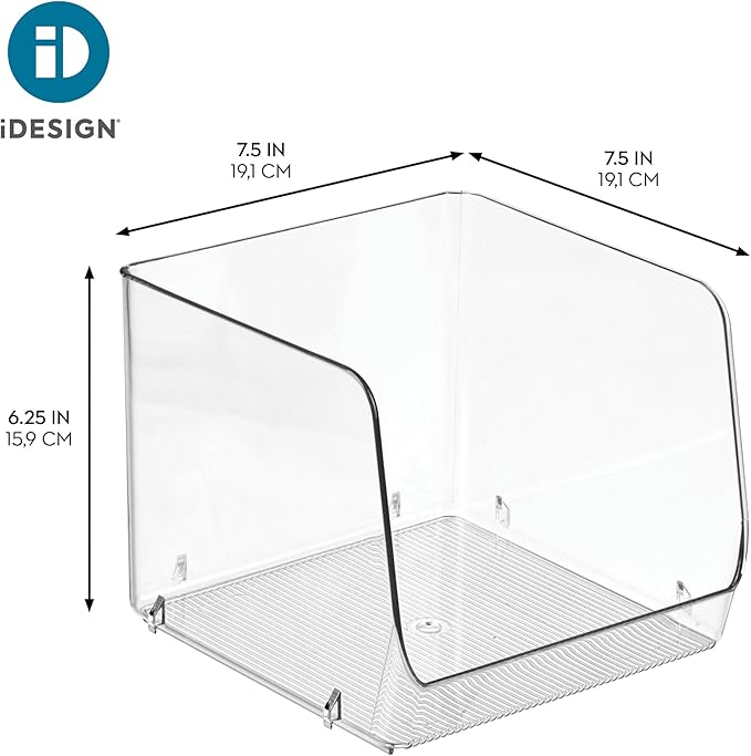 iDesign Open-Front Storage Bin - All-Purpose Bin for Kitchen, Bathroom, or Office - Clear - Made in USA