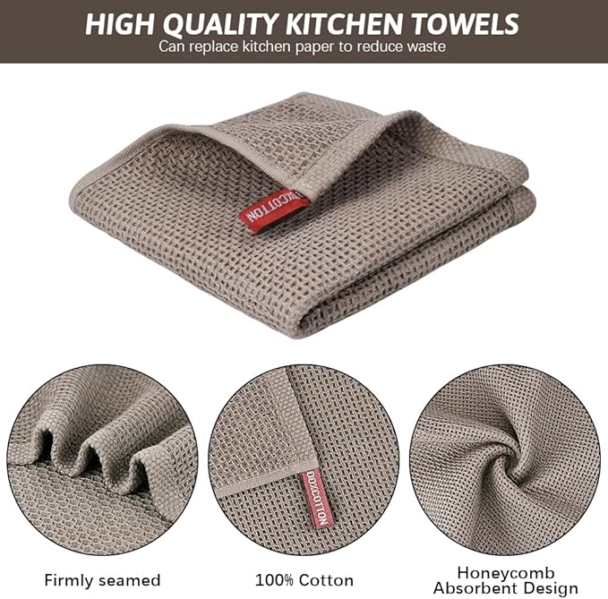 Nialnant 6 Pack Dish Rags, 100% Cotton Kitchen Dish Cloths for Washing Dishes, Soft and Absorbent Cleaning Rags - 12x12 Inch