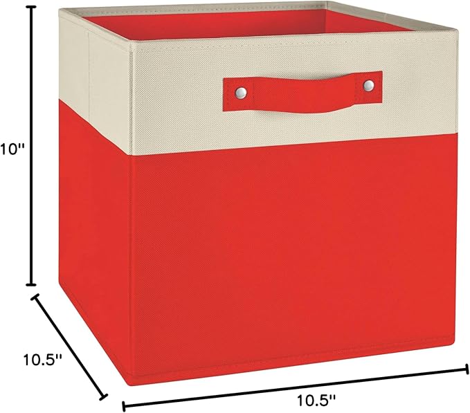 RiverRidge Kids storage bins 2 Pack Cube Storage Organizer with Handles - 10.5 Inch Two-Tone Polyester Canvas closet organizers and storage for Toys, Shoes & More - Fits RiverRidge Cabinets