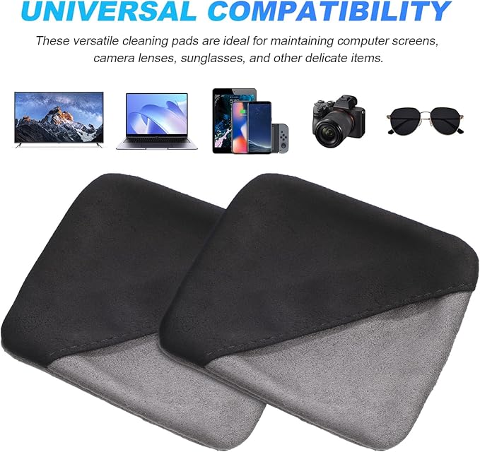2-Pack Screen Cleaning Cloths 4.13X4.13In Microfiber Pads for Car Touch Screens Electronics and LCD Displays Reusable Non-Scratch Cleaning Pads for Camera Lenses and Sunglasses