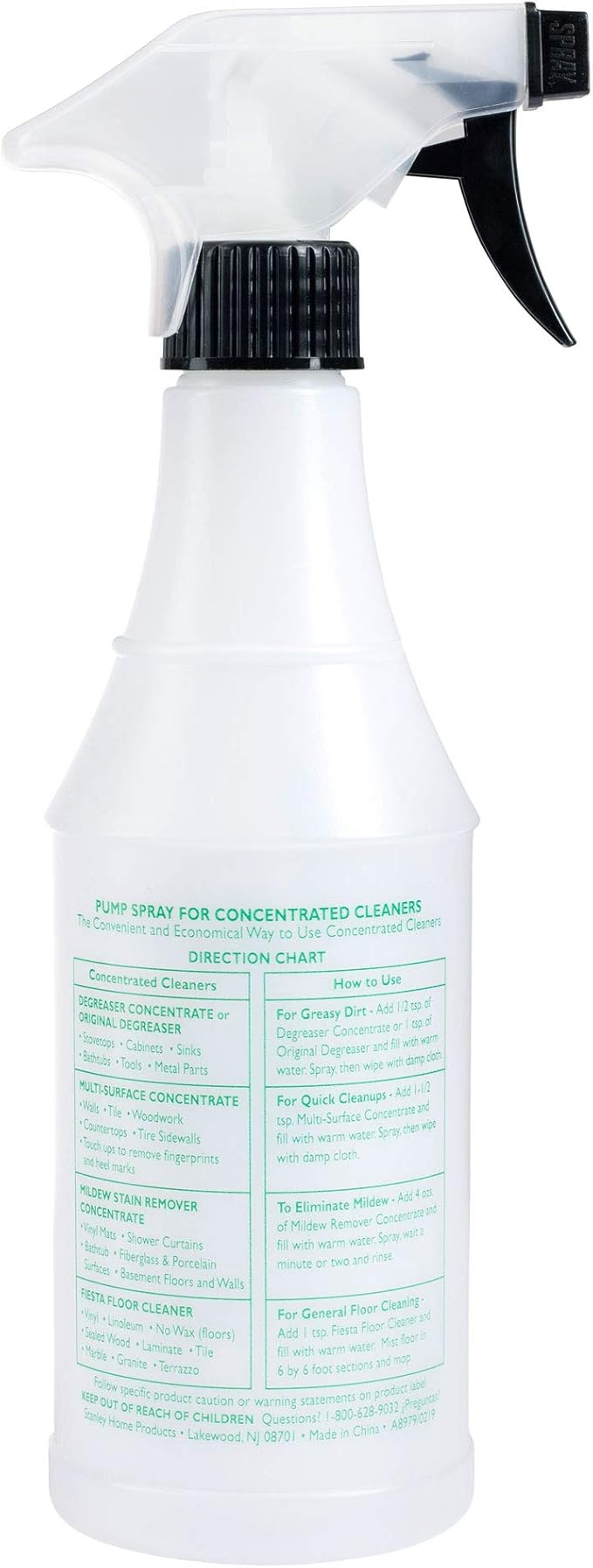 STANLEY HOME PRODUCTS Pump Spray Bottle – Convenient Easy-to-Hold Bottle with Sprayer to Dilute Concentrated Cleaners (1 Spray Bottle)