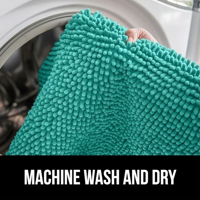 GORILLA GRIP Bath Rug Mat, Thick Soft Absorbent Chenille, Quick Dry Microfiber Mats, Rubber Backing Washable Shower Floor Rugs, US Designed Bathroom Bathmat Home Decor Accessories, 24x17, Turquoise