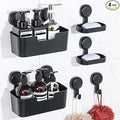 LALOBLUE Shower Caddy, Bathroom Organizers and Storage, 6 Pack Adhesive Organizers and Storage with No Drilling Hanging Shower Shelf, Removable Plastic Bathroom Accessories, Black