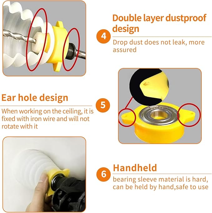 Drill Dust Cover Collector Retractable Silicone Drill Dust Bowl for Ceiling Drywall Overhead Drilling Dust Catcher Bowl Recessed light Installation Universal Fit for Hammer Drills and Impact Drills