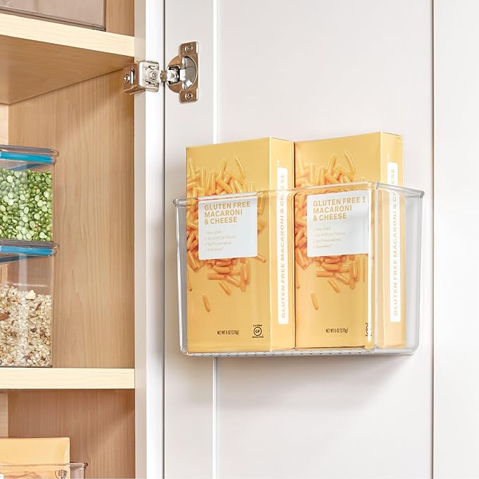 iDesign Adhesive Organizer Bin - Damage-Free Hanging for Kitchen, Bathroom, or Office - Set of 2 - Clear
