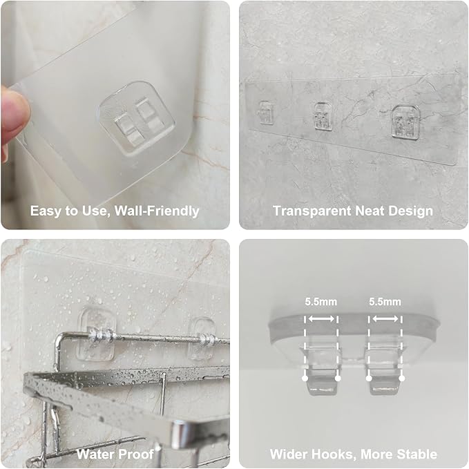 Adhesive Shower Caddy Replaycement for Wall Mount Shower Caddies,Wall Adhesive Strips Heavy Duty for Storage Shelves - Shower Shelf Adhesive Over The Shower Caddy Sticker Replacement 1PCS