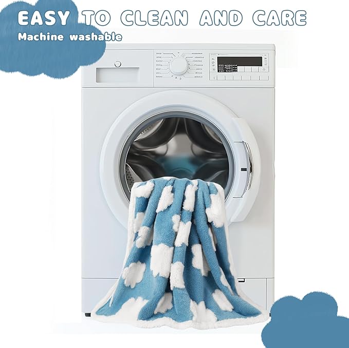 Luciphia Waterproof Pet Blanket for Medium Large Dogs Washable Fluffy Thick Jacquard Shag Fleece Warm Sherpa 3D Textured Flower Print for Cats Puppy Couch Protection (Blue Cloud,40x28 inches)