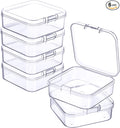6 Pieces Mini Plastic Clear Beads Storage Containers Box for Collecting Small Items, Beads, Jewelry, Business Cards, Game Pieces, Crafts (2.13 x 2.13 x 0.79 Inch)