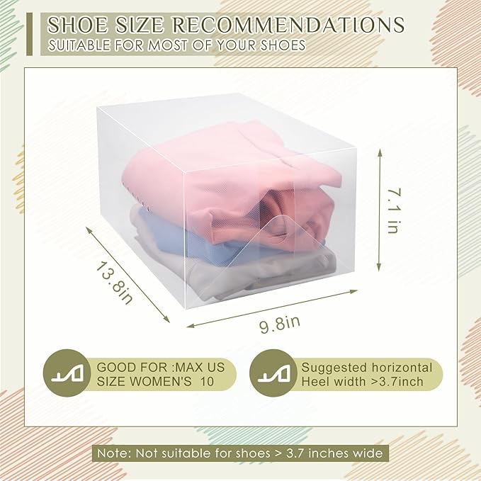 Sintuff 20 Pcs Clear Shoe Boxes Plastic Stackable Clear Shoe Storage Boxes for Women Men Ankle Boots High Heels Rooms Closet(13.8 x 9.8 x 7.1 Inches)