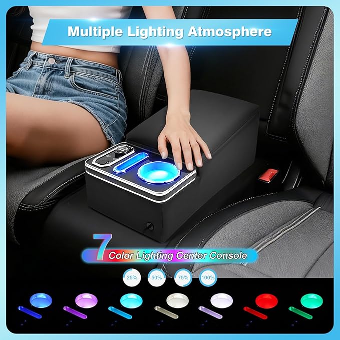 Car Center Console, Universal Bench Seat Consoles, Truck Seat Organizer and Storage, Cup Holder&Phone Holder for Small Car, Truck, Minivan (Small Center Console)