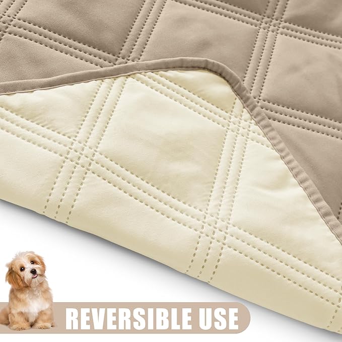 Smiry Waterproof Dog Bed Cover Blanket 40x50, Soft Reversible Pet Blanket, Washable Leakproof Cats Dogs Couch Cover for Sofa, Couch, Furniture, Lattice, Taupe/Beige