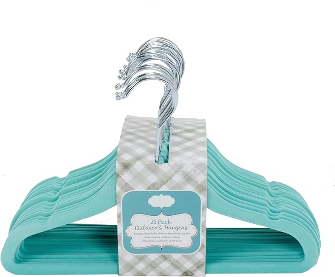 Ultra-Thin Premium Velvet Hangers - Space Saving Clothes Hangers - Non-Slip Hangers for Children - Maximize Closet Space - 25 Pack (Aqua Ocean)