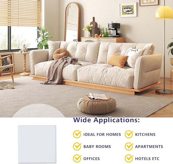 HOME MASTER HARDWARE Self Adhesive Wall Protector Square 4 inch, 10 Pack Door Handle Wall Shield Guard Door Stop, Rigid Vinyl Wall Protection Pad White