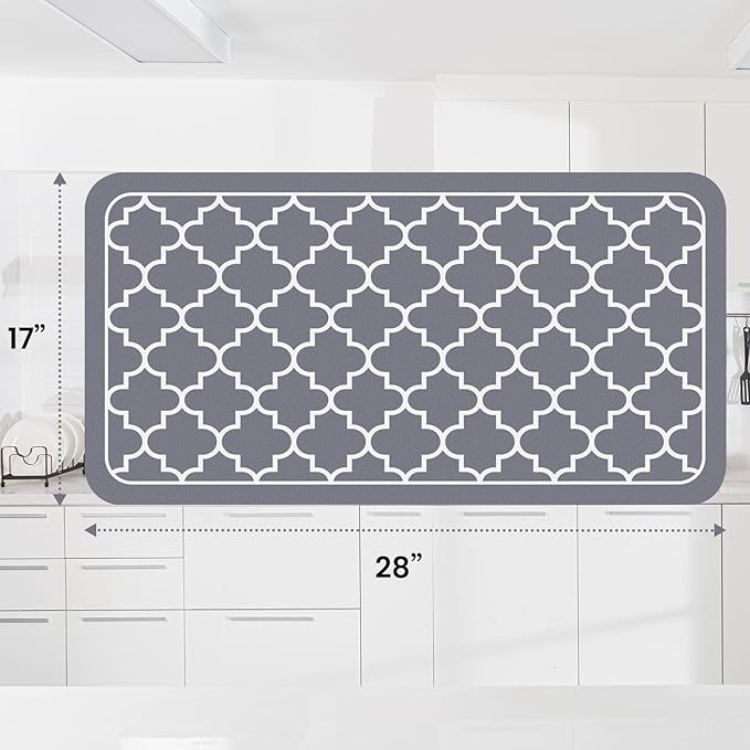 WISELIFE Dish Drying Mat Super Absorbent Drying Mat Large Dish Drying Mats for Kitchen Counter Easy Clean Dish Mat Kitchen Drying Mat18"x 28" Stylish Grey
