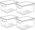 Clear Plastic Storage Bins with Lids, Perfect for Kitchen Organization or Pantry Organization and Storage, Stackable Fridge Organizer Bins, Storage Containers for Organizing, Cabinet Organizers