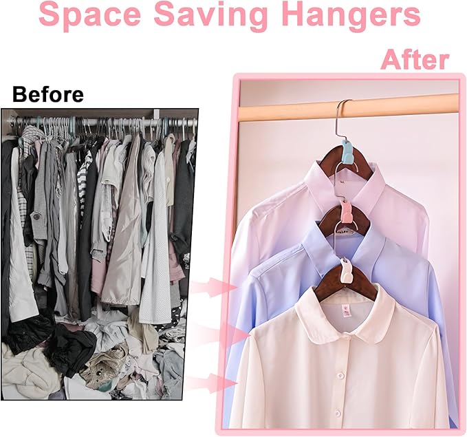 50PCS Hanger Connector Hooks - Space Saving Hangers Clothes, Hanger Hooks College Dorm Room Essentials, Heavy Duty Hangers Connection, Closet Organizers and Storage (Multicolor)