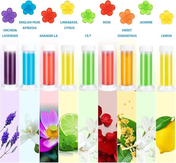 Toilet Gel, 120 Count 9 Kinds Of Scent Toilet Gel Stamp Toilet Bowl Cleaners
