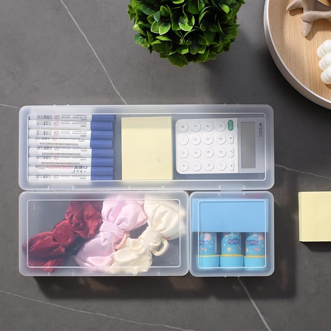 novelinks Plastic Clear Storage Containers for Organizing, Craft Storage Organizers and Stackable Storage Bins with Lids for Pencil Box, Bead, Cookie Cutter, Board Game (18 Pack Small)
