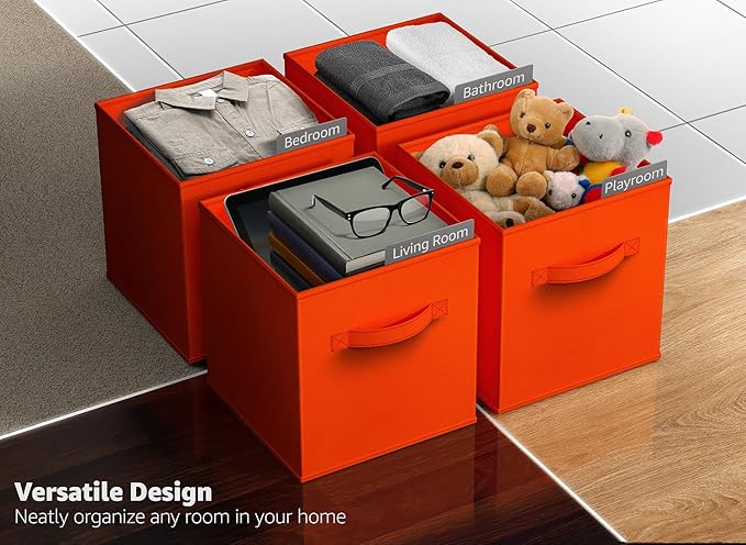 Sorbus Fabric Storage Cubes - 6 Foldable Storage Bins for Organizing Pantry, Cubbies, Toy Box - Clothes Storage & Closet Organizer - 13 Inch Collapsible Cube Baskets for Shelves with Handle
