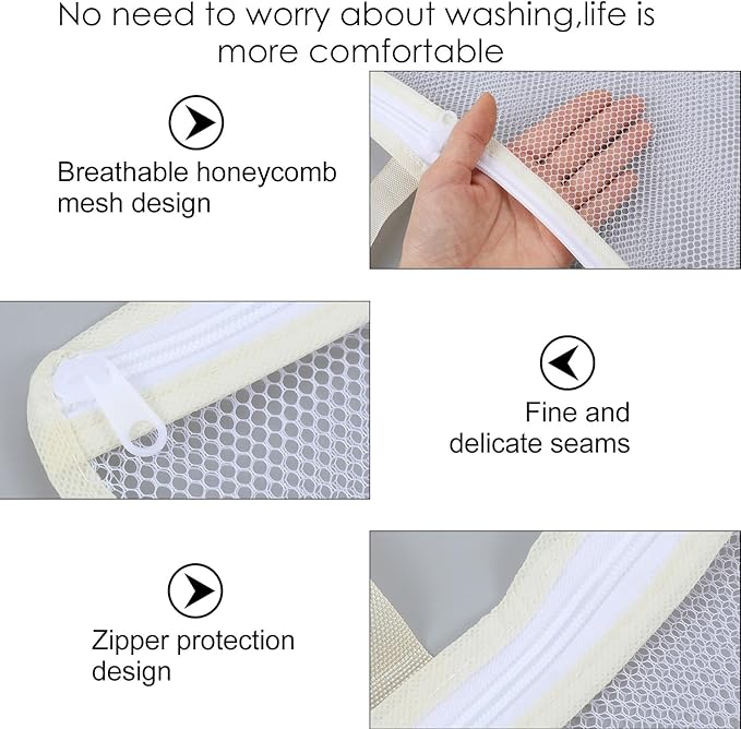 2 Pcs Hanging Laundry Bag Small Mesh Laundry Bag for Washing Machine Wash Bags for Clothes Delicates Lingerie Socks with Zipper, 12.99 X 11.42in