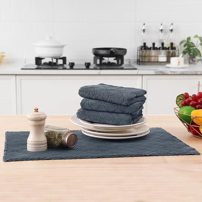 Homaxy 12 Pack Dish Towels for Kitchen (13 x 19 Inches, Dark Grey), Super Soft and Absorbent Coral Velvet Dish Cloths for Washing Dishes, Nonstick Oil Fast Drying Microfiber Cleaning Cloth