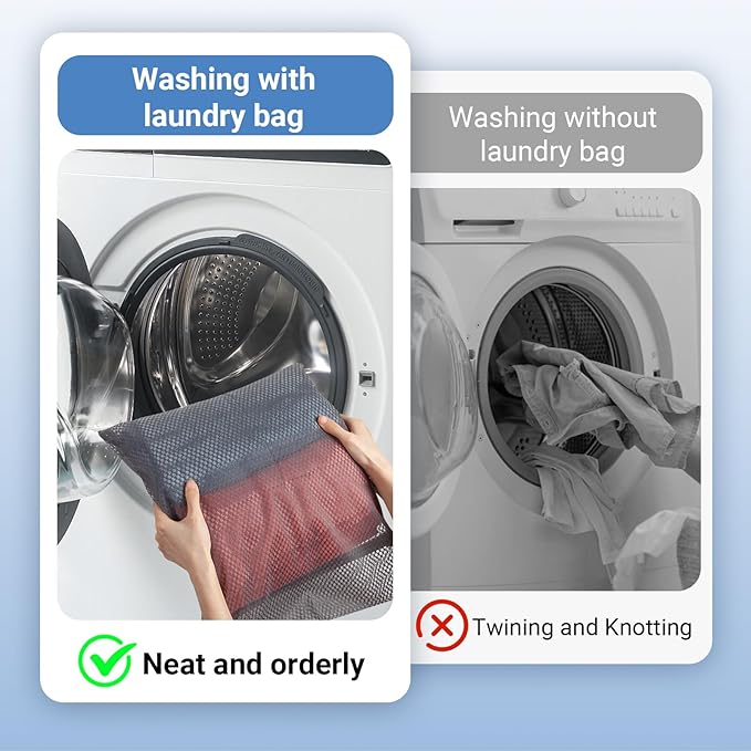 3Pcs 16 x 20 Inches Laundry Bags for Delicates, Durable Honeycomb Mesh Laundry Bags, Sturdy Zipper Laundry Bag for Lingerie, Clothes, Shoes, Socks, Gray