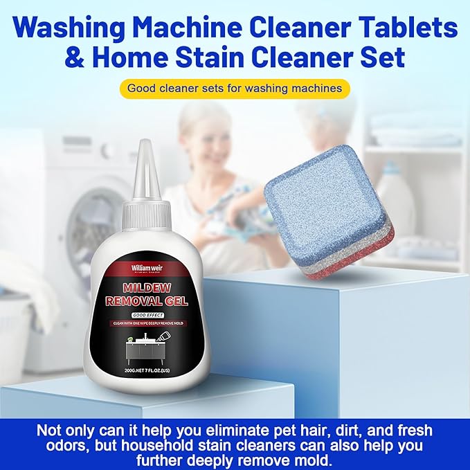 Nunemosk Washing Machine Cleaner -15 Pack, Formulated for Pet Owners | Compatible with HE, Top & Front Load Washer | Septic Safe | Fresh Scent | Removes Residue | Remove Stubborn Pet Hair