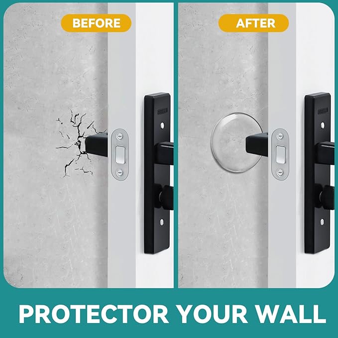 Door Stoppers for Wall, Etybetopstar 6Pack 2" Rubber Door Knob Wall Protectors, Strong Self-Adhesive Door Bumpers for Wall, Quiet & Shock-Absorbing Door Handle Stopper, Clear