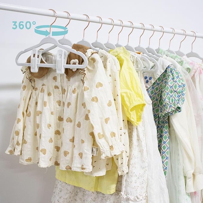 14 Inch Velvet Kids Hangers 30 Pack - Ultra Durable Non Slip Felt Hanger for Big Kids & Preteens- Slim Space-Saving Children's Closet Hangers for Heavy Clothes with 10 Hanger Clips - White