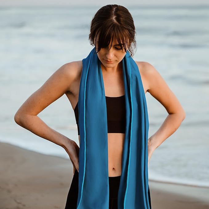 Hero Microfiber Large Beach Towel Compact for Travel (Blue, 40" x 72") (Pack of 2)