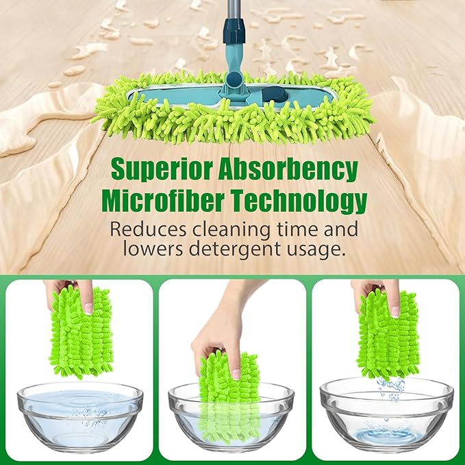 4PCS 15''~17'' Microfiber Dust Mop Pads Compatible with Leifheit 55210,Reusable Mop Refills,Replacent Wet Mopping Pad & Washable Dry Sweeping Cloths for Hardwood Floor/Tile/Marble Cleaning